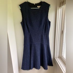 Rebecca Tylor Navy Blue crew Neck midi dress Sz 10